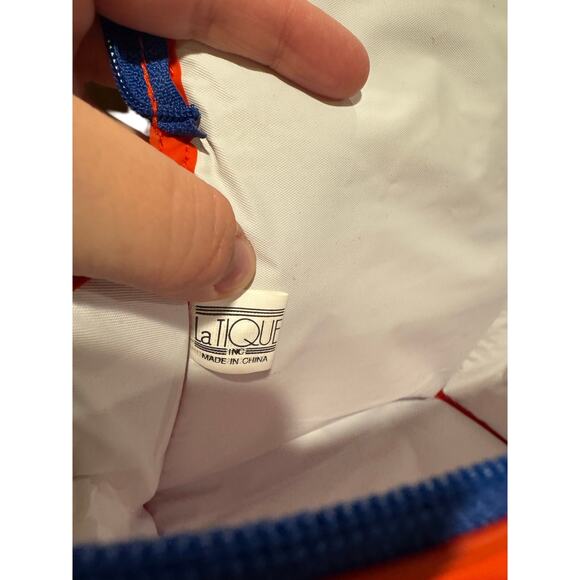 LaTique Red Blue Insulated Lunch Tote Cooler bag 1980/1990/ Vintage EUC - Picture 4 of 9